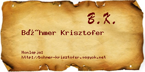Böhmer Krisztofer névjegykártya